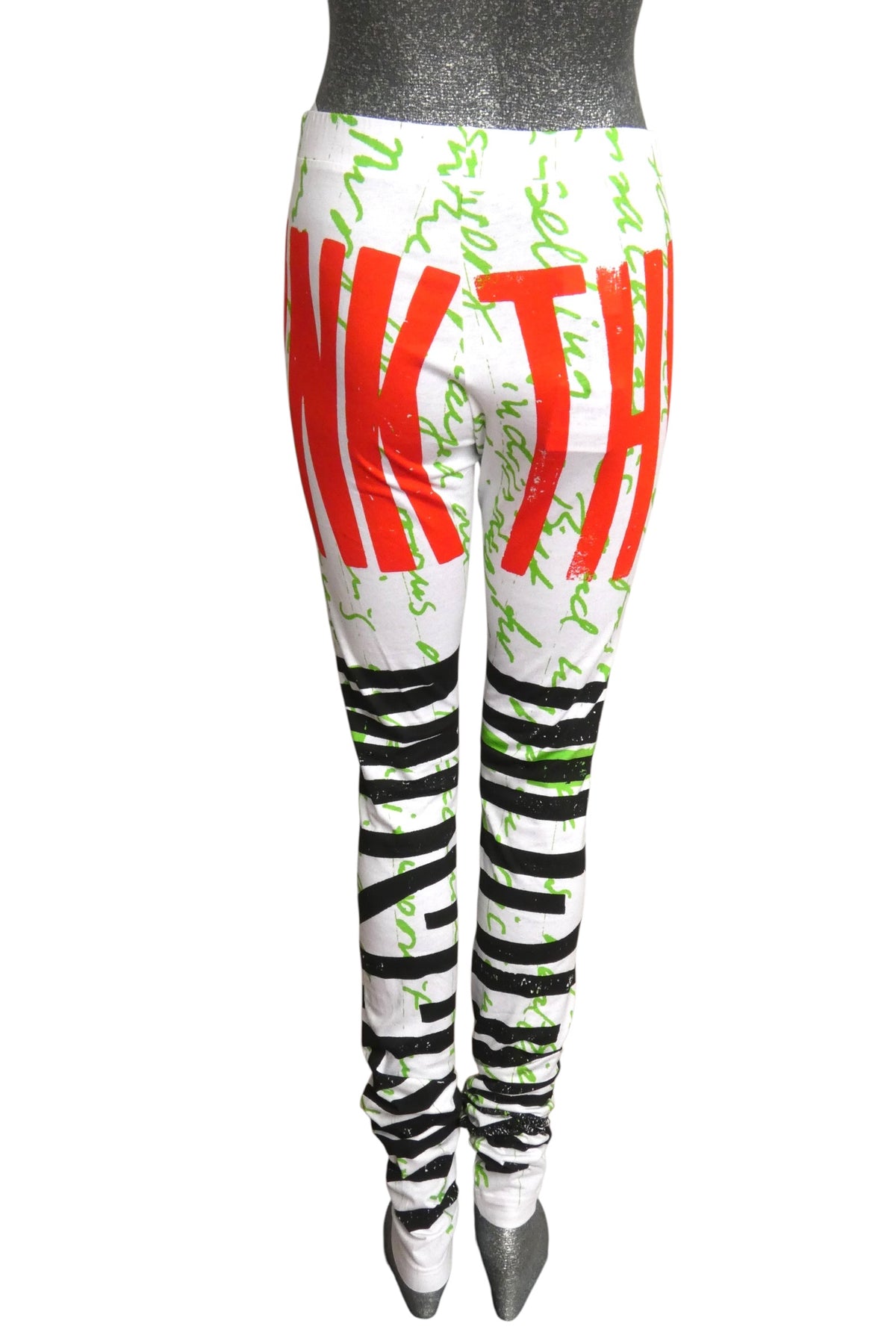 MOSCHINO COUTURE! - S2025 White & Multi Printed Knit Pants, Size-4