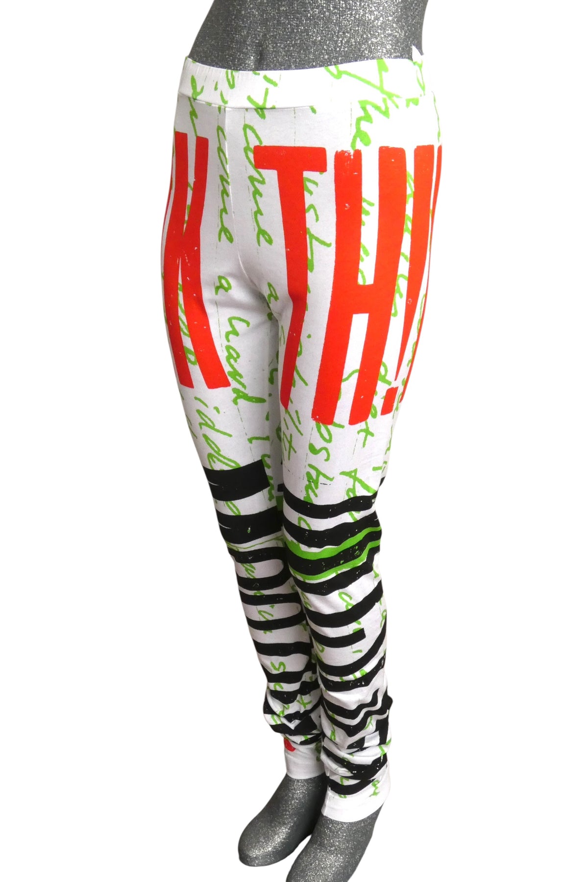 MOSCHINO COUTURE! - S2025 White & Multi Printed Knit Pants, Size-4