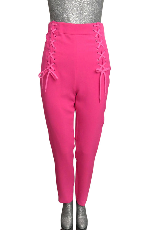 MOSCHINO COUTURE! - Fuchsia Wool Lace-up Slacks, Size-2