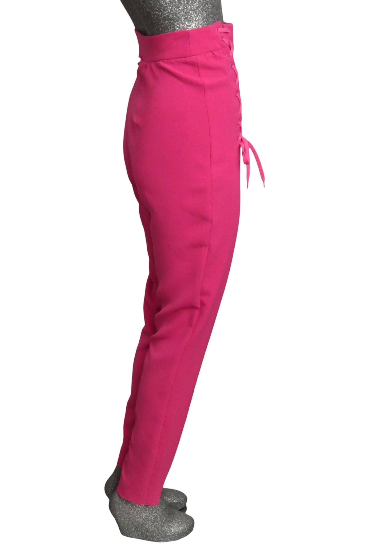 MOSCHINO COUTURE! - Fuchsia Wool Lace-up Slacks, Size-2
