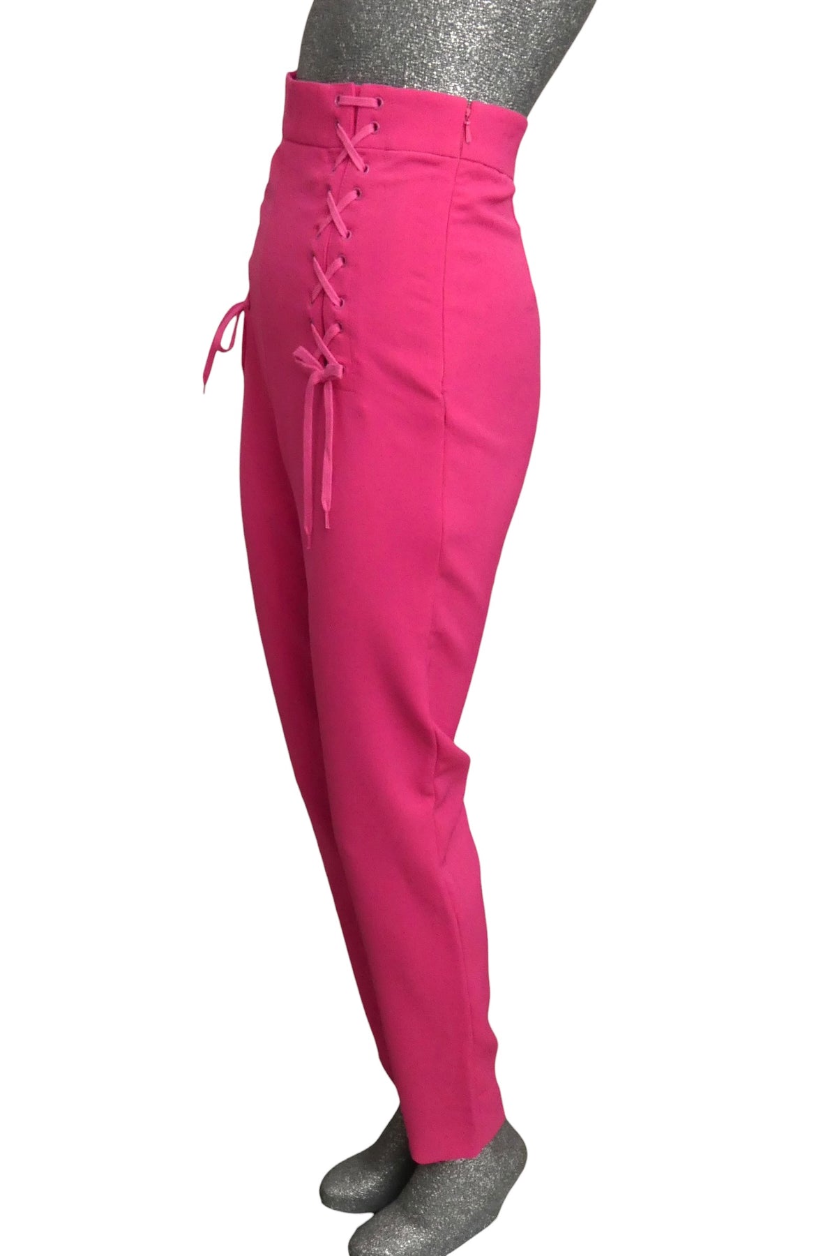 MOSCHINO COUTURE! - Fuchsia Wool Lace-up Slacks, Size-2