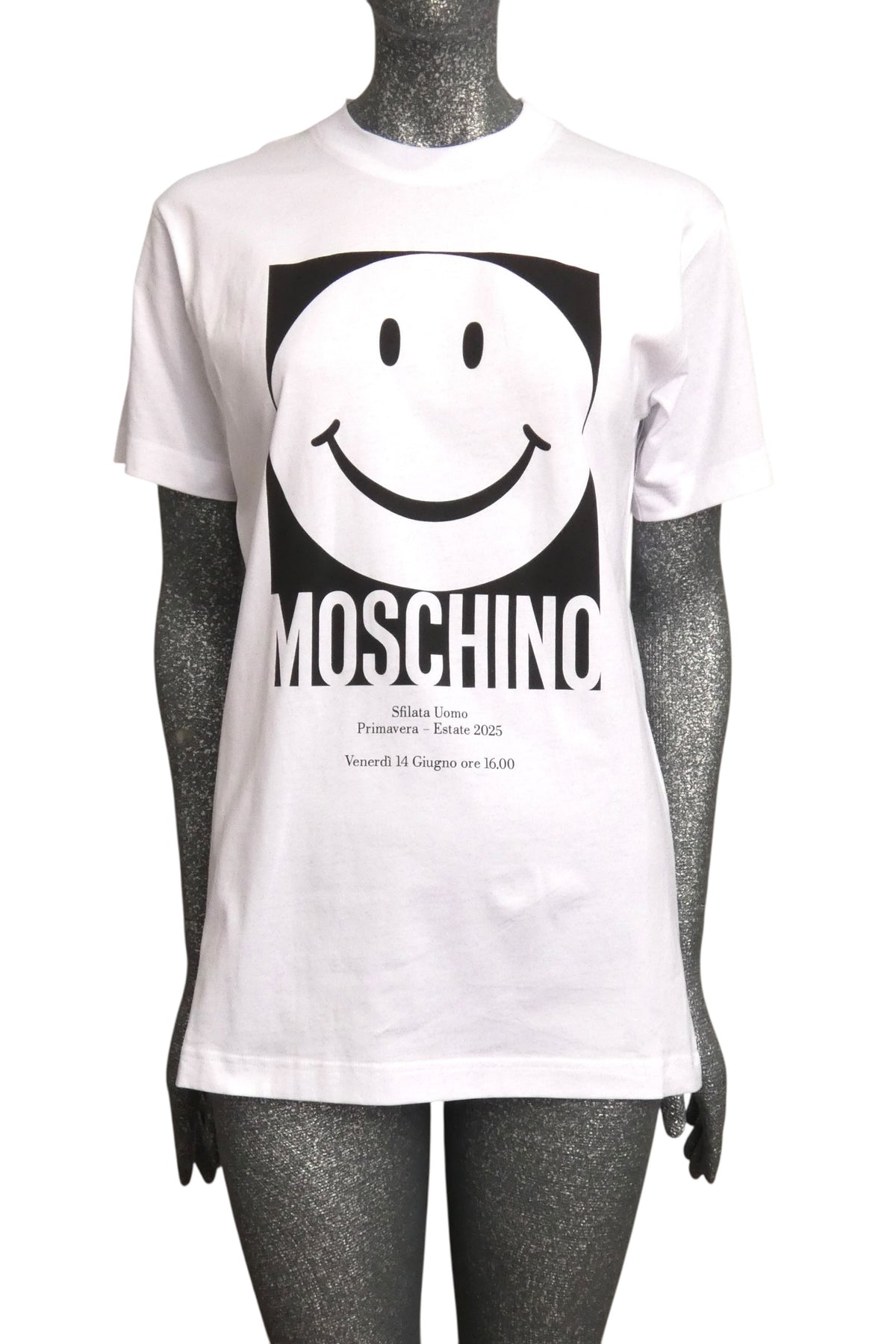 MOSCHINO COUTURE! - 2025 White & Black Smiley T-Shirt, Multiple Sizes Available