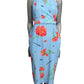 MOSCHINO COUTURE! - R2025 Blue & Red Floral Cotton Dress, Size-2