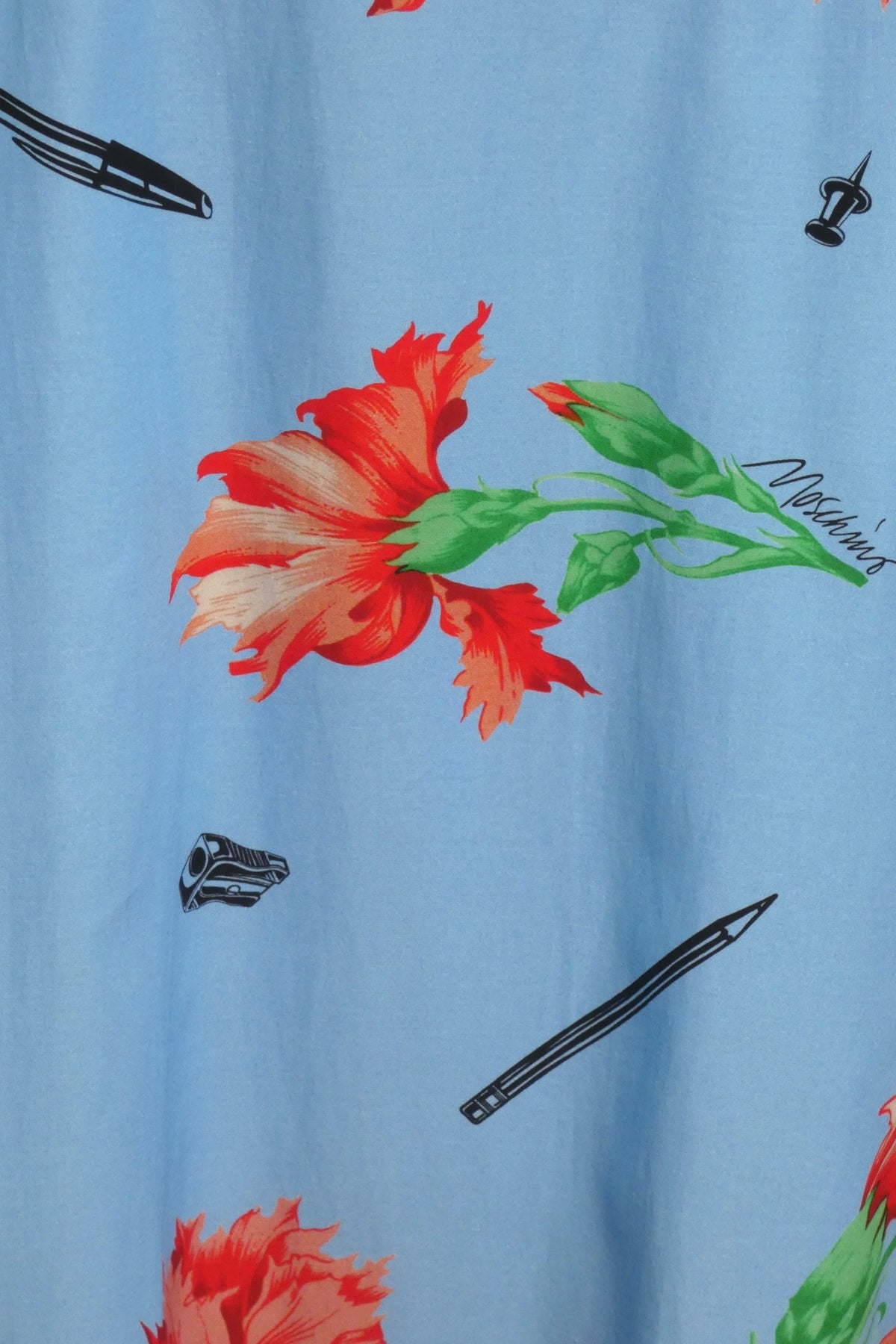 MOSCHINO COUTURE! - R2025 Blue & Red Floral Cotton Dress, Size-2