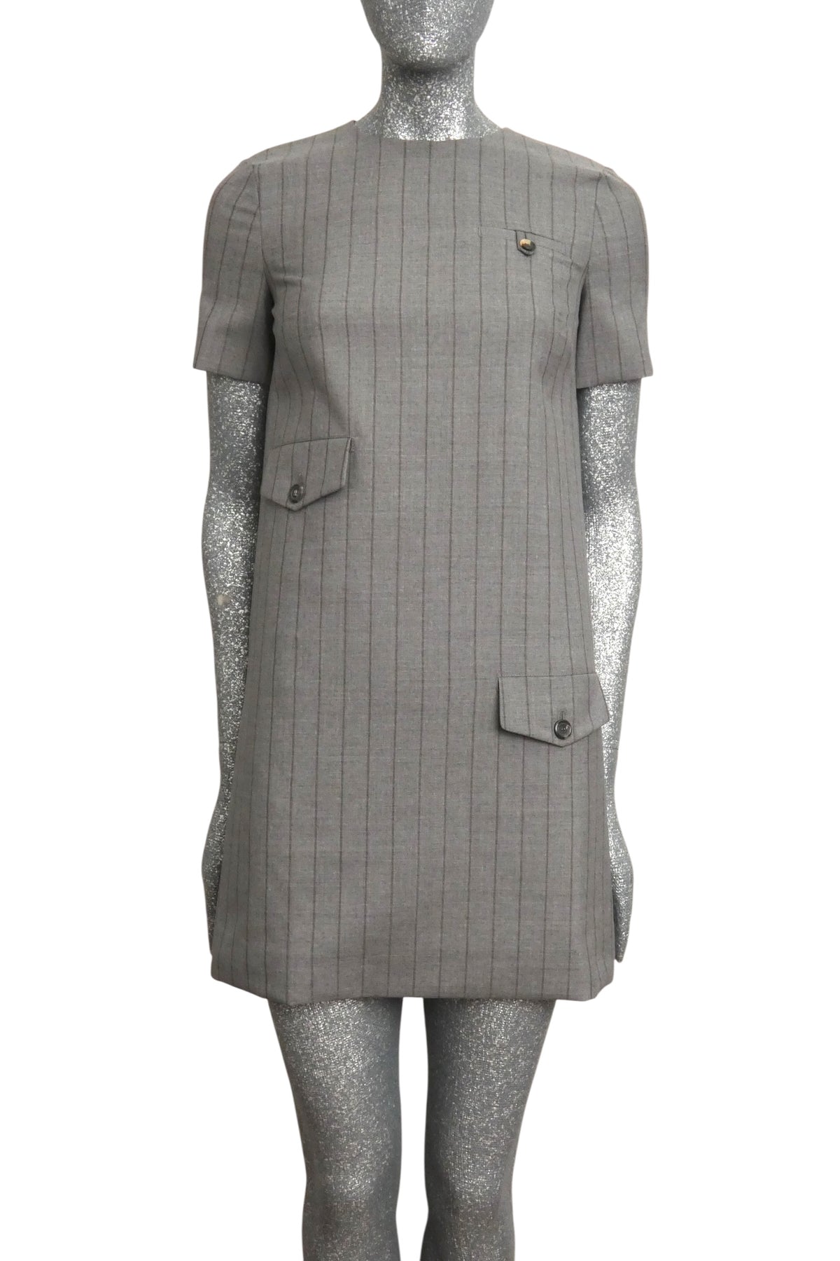 MOSCHINO COUTURE! - 2025 Grey Pinstripe Wool Dress, Multiple Sizes Available
