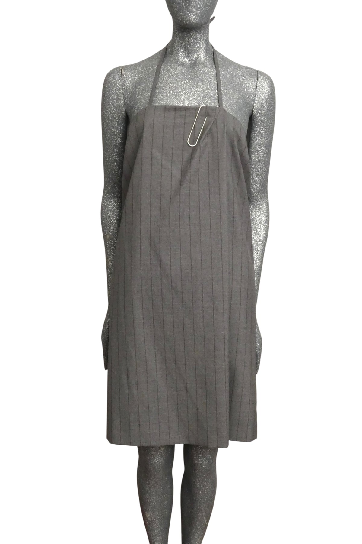 MOSCHINO COUTURE! - 2025 Grey Wool Pinstripe Halter Dress, Multiple Items Available