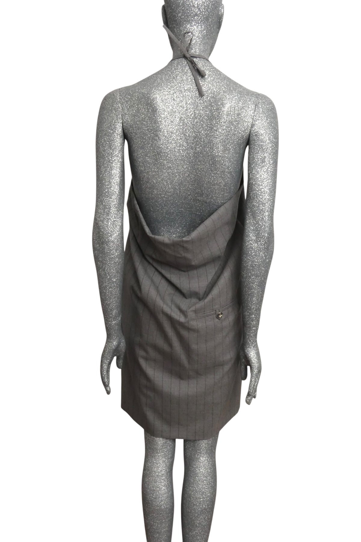 MOSCHINO COUTURE! - 2025 Grey Wool Pinstripe Halter Dress, Multiple Items Available