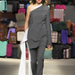 MOSCHINO COUTURE! - R2025 Grey One Shoulder Blazer, Size-4