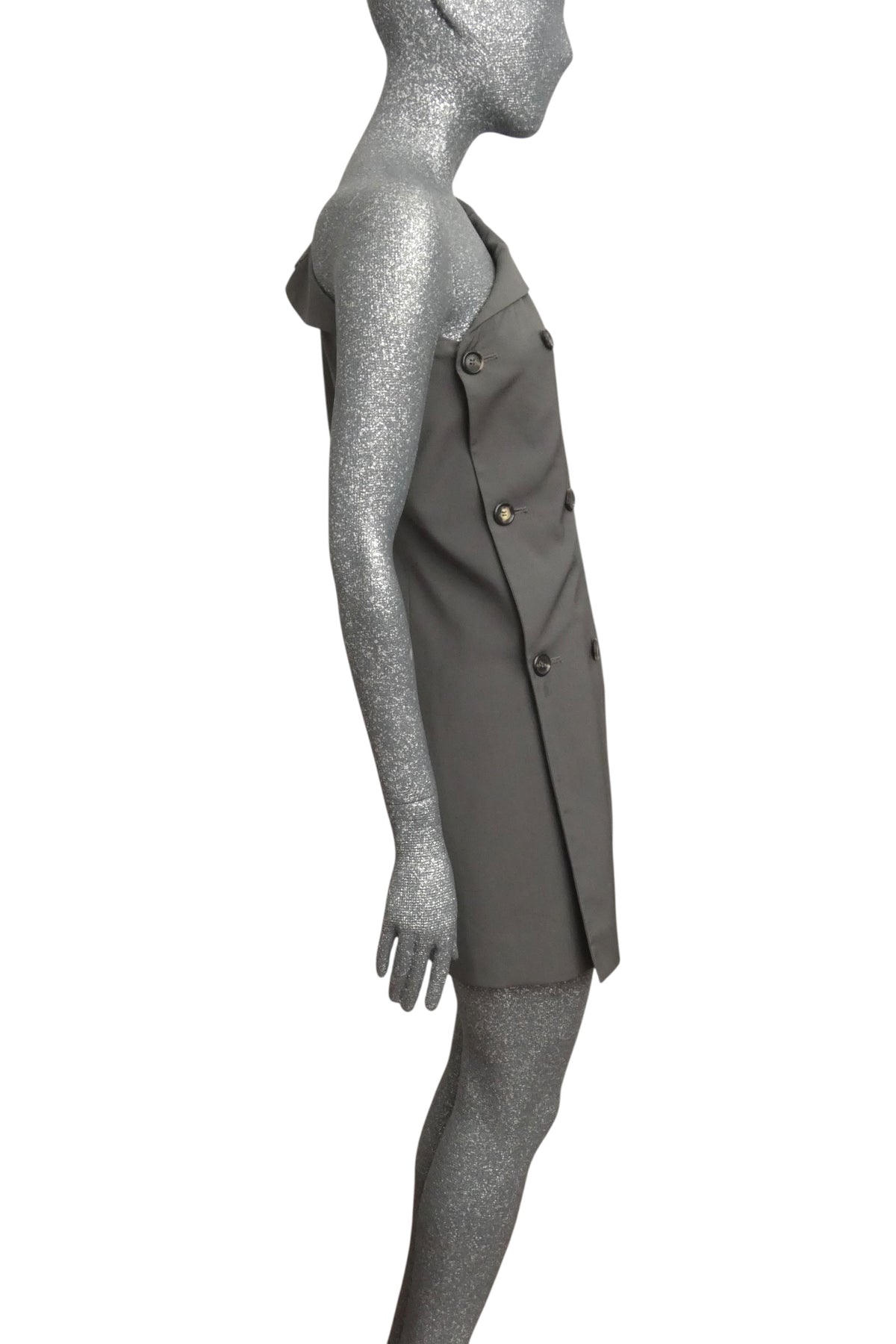MOSCHINO COUTURE! - R2025 Grey One Shoulder Blazer, Size-4