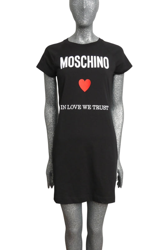 MOSCHINO COUTURE! - 2024 Black Embroidered T-Shirt Dress, Size-6