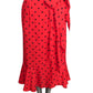 MOSCHINO COUTURE! - R2024 Red & Black Silk Polka Dot Skirt, Size-4