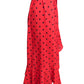 MOSCHINO COUTURE! - R2024 Red & Black Silk Polka Dot Skirt, Size-4