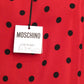 MOSCHINO COUTURE! - R2024 Red & Black Silk Polka Dot Skirt, Size-4