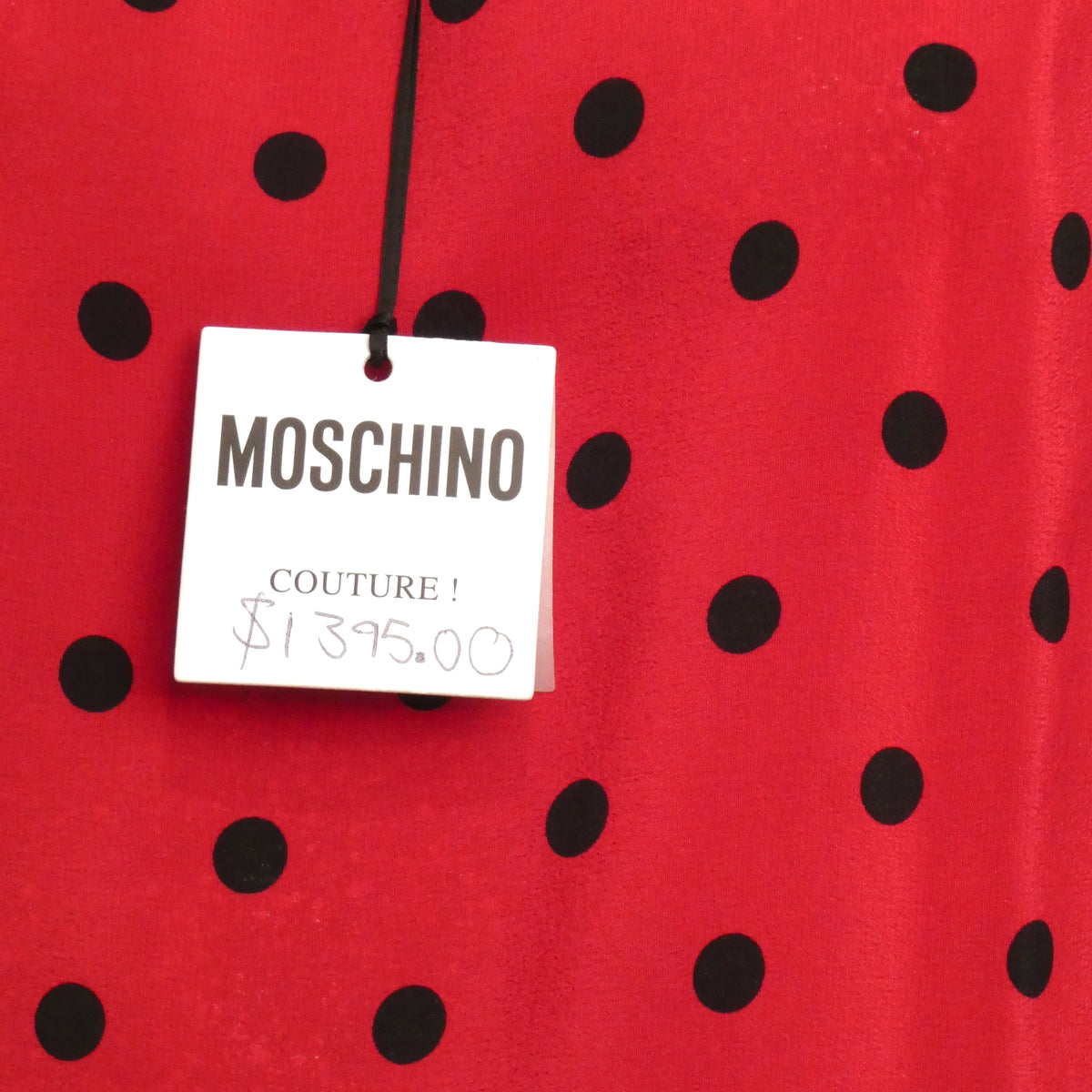 MOSCHINO COUTURE! - R2024 Red & Black Silk Polka Dot Skirt, Size-4