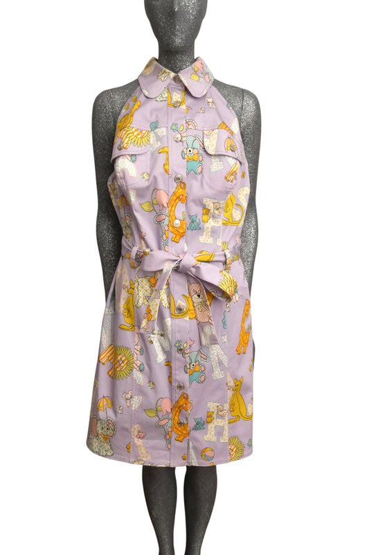 MOSCHINO COUTURE! - S2022 Lavender Animal Print Dress, Size-12