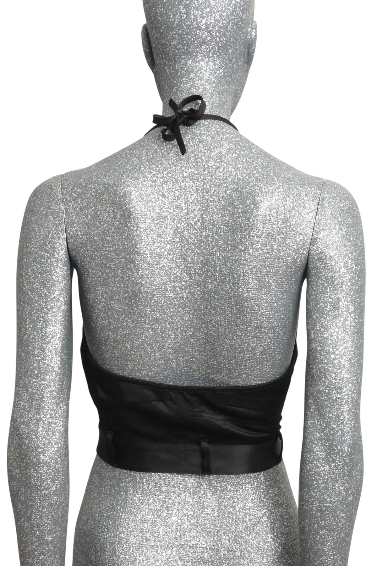 MOSCHINO JEANS - 2024 Black Satin Jean Halter Top, Size-2