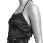 MOSCHINO JEANS - 2024 Black Satin Jean Halter Top, Size-2