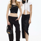 MOSCHINO JEANS - 2024 Black Satin Jean Halter Top, Size-2