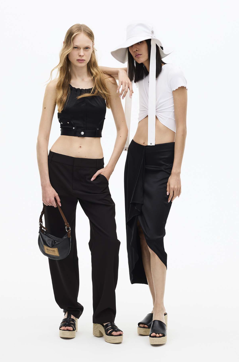 MOSCHINO JEANS - 2024 Black Satin Jean Halter Top, Size-2