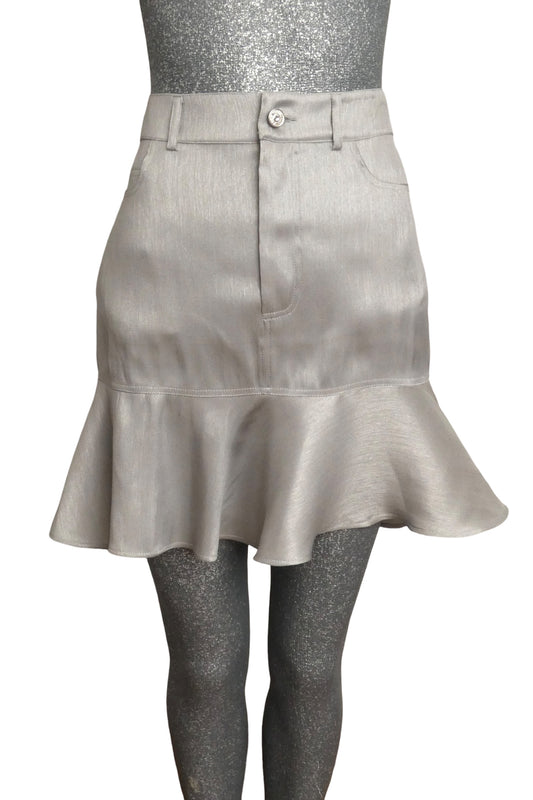 MOSCHINO JEANS - 2024 Silver Metallic Trumpet Skirt, Size-6