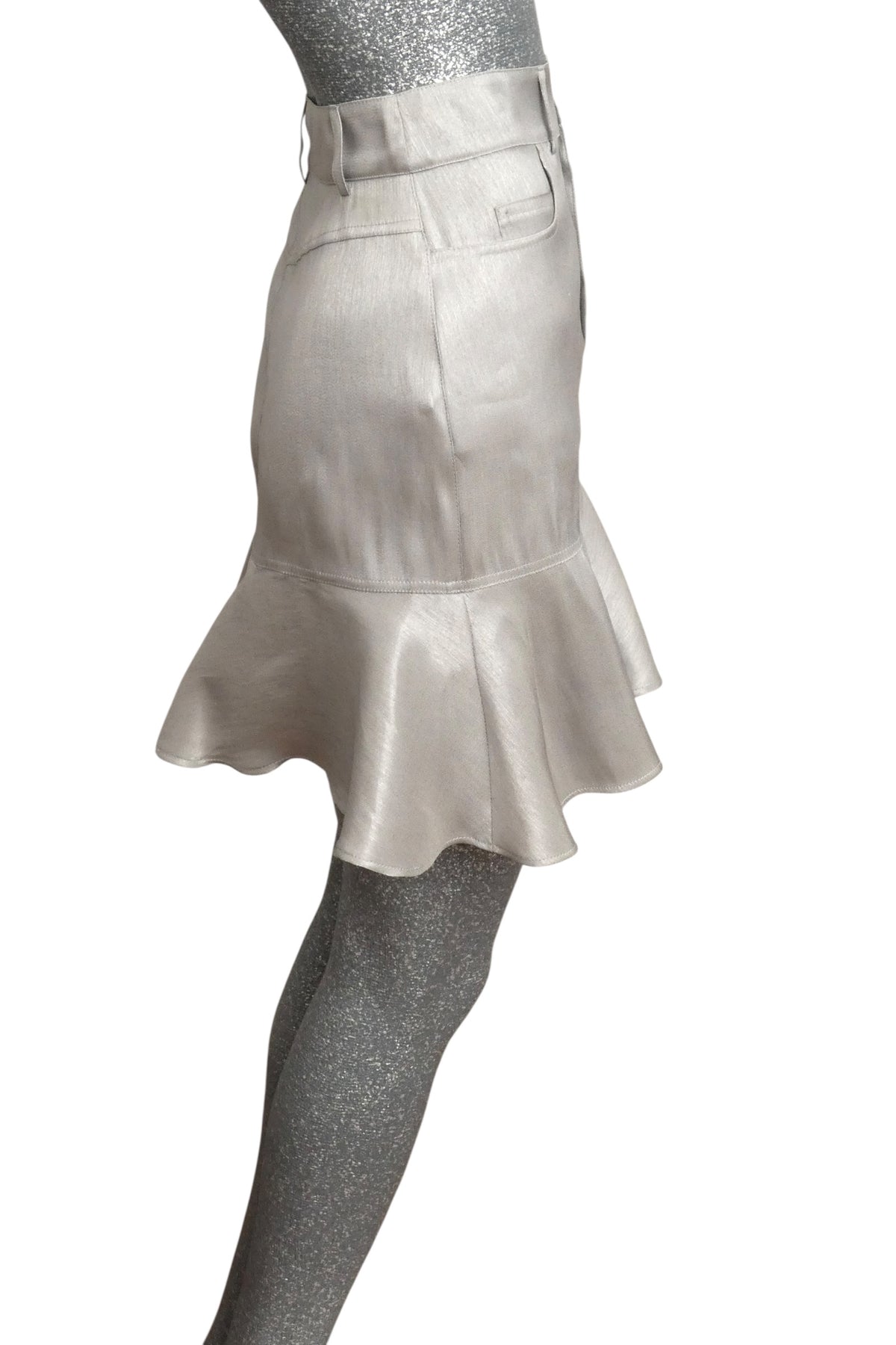 MOSCHINO JEANS - 2024 Silver Metallic Trumpet Skirt, Size-6