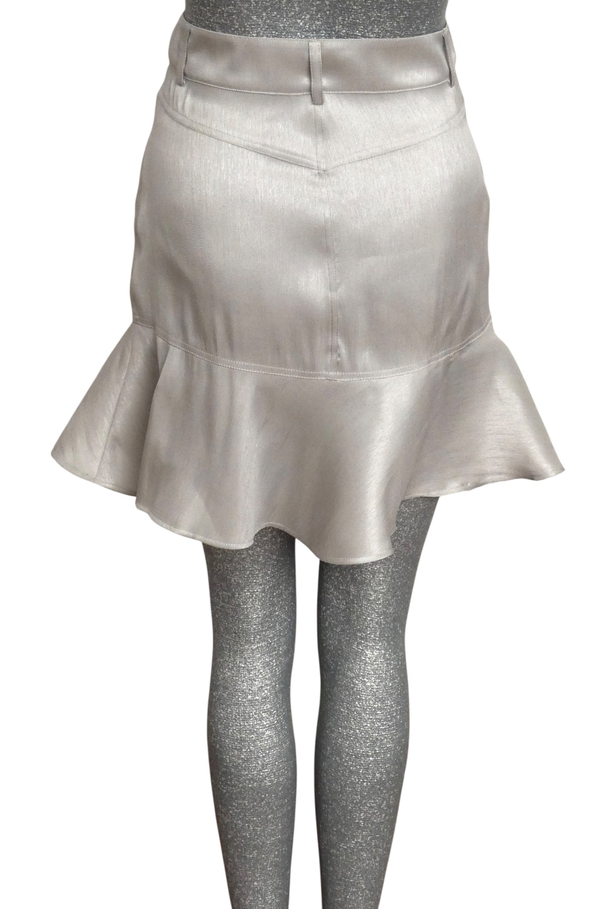 MOSCHINO JEANS - 2024 Silver Metallic Trumpet Skirt, Size-6