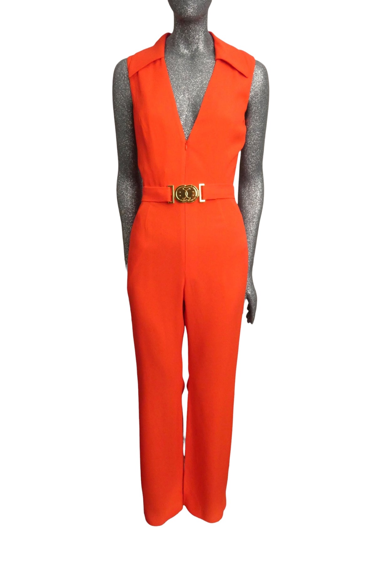 MOSCHINO COUTURE! - R2023 Red Smiley Buckle Jumpsuit, Size-8