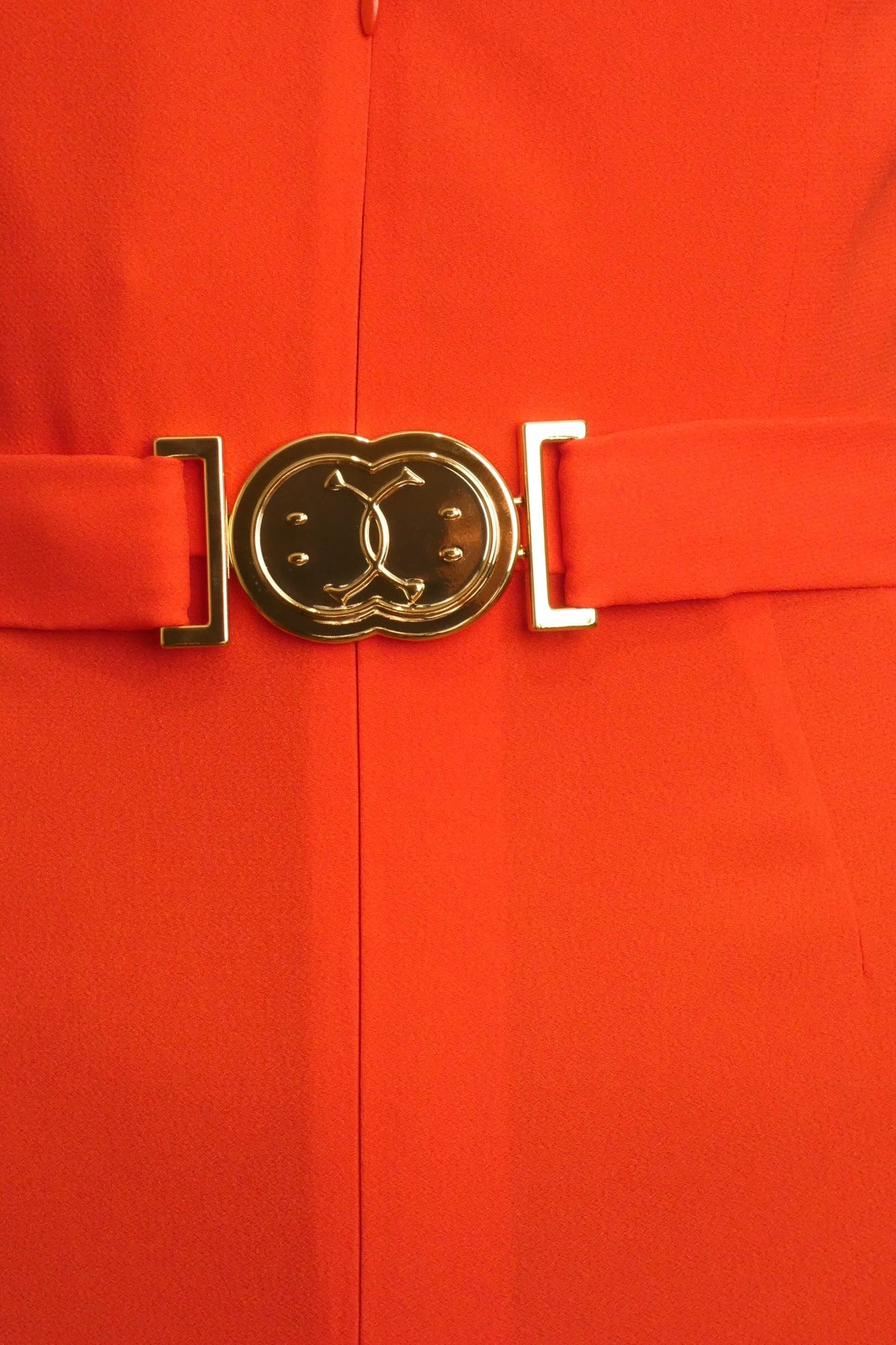 MOSCHINO COUTURE! - R2023 Red Smiley Buckle Jumpsuit, Size-8