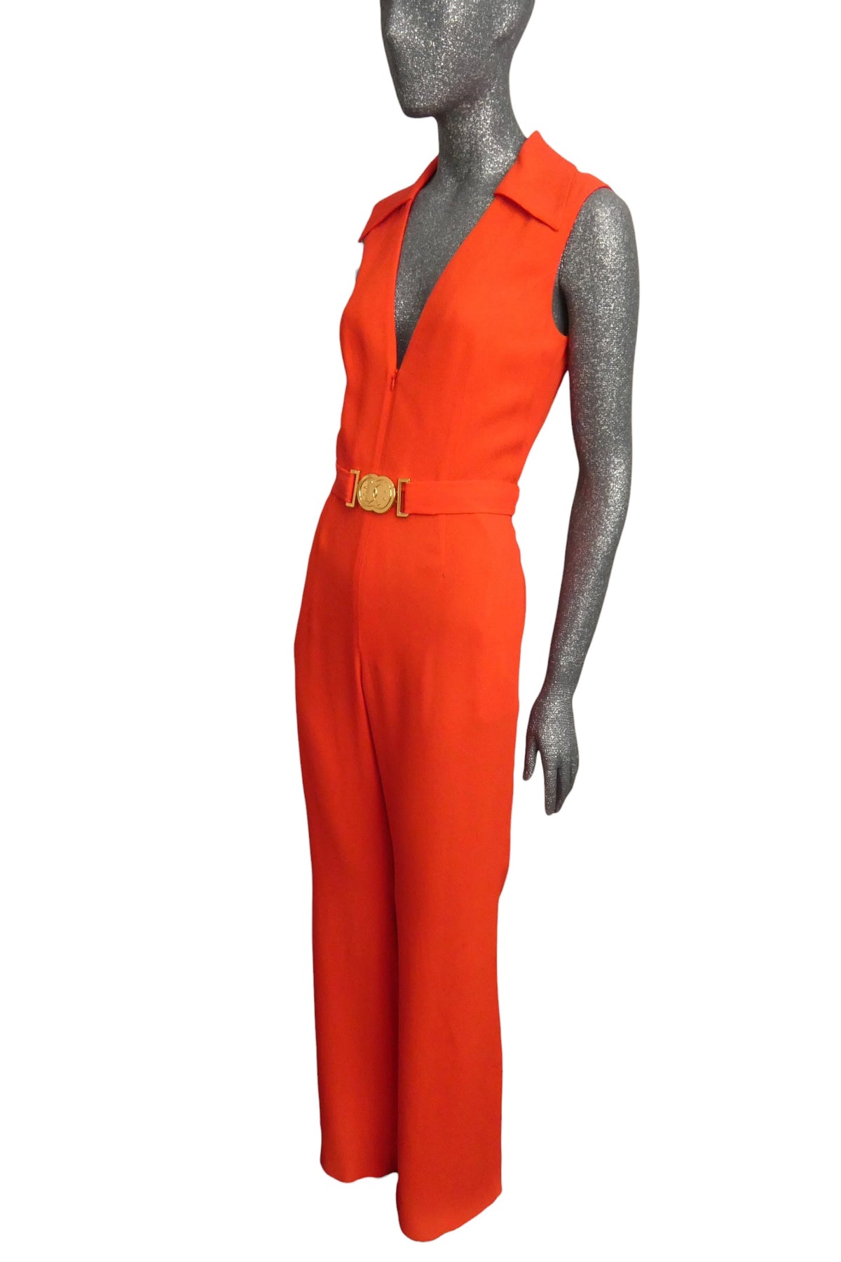 MOSCHINO COUTURE! - R2023 Red Smiley Buckle Jumpsuit, Size-8