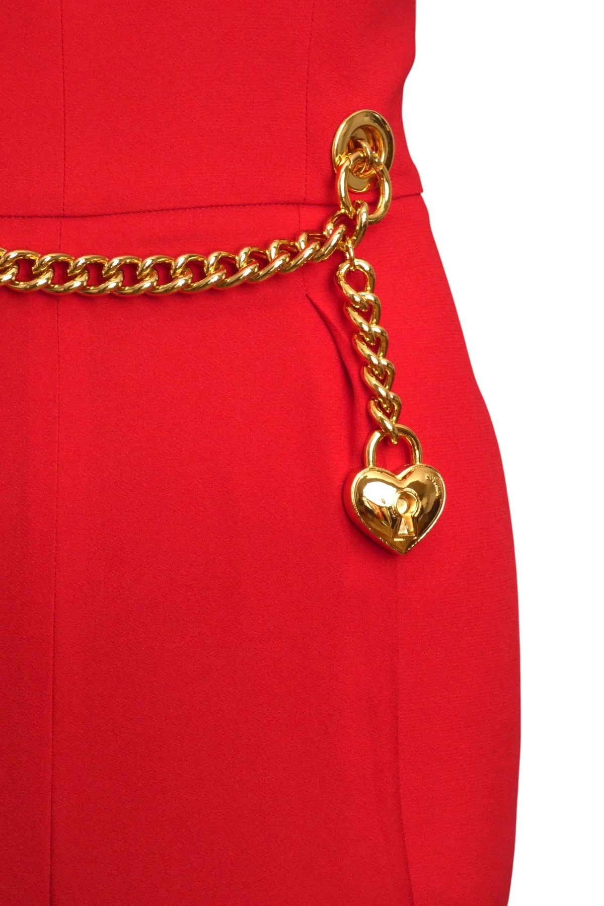 MOSCHINO COUTURE! - R2024 Red Crepe Chain Jumpsuit, Multiple Items Available