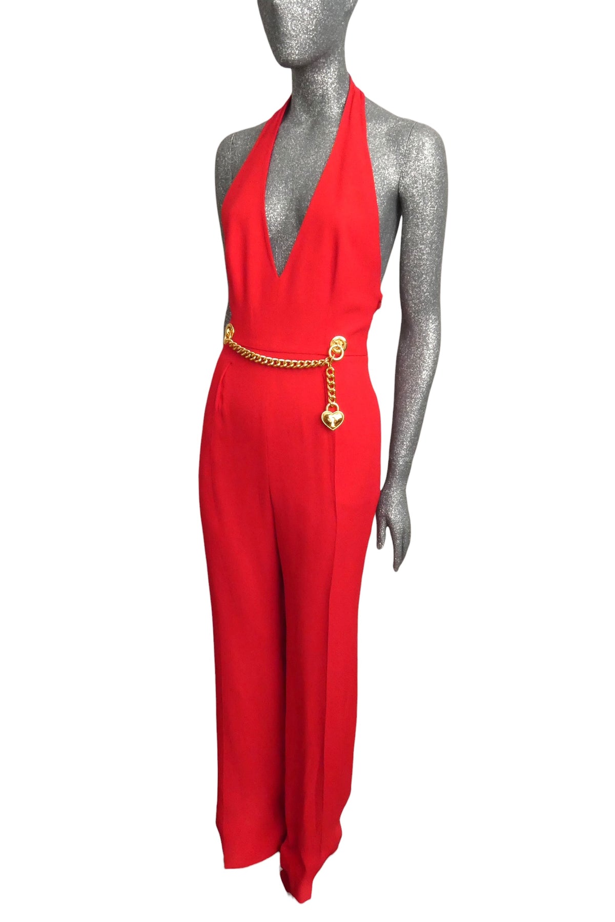MOSCHINO COUTURE! - R2024 Red Crepe Chain Jumpsuit, Multiple Items Available