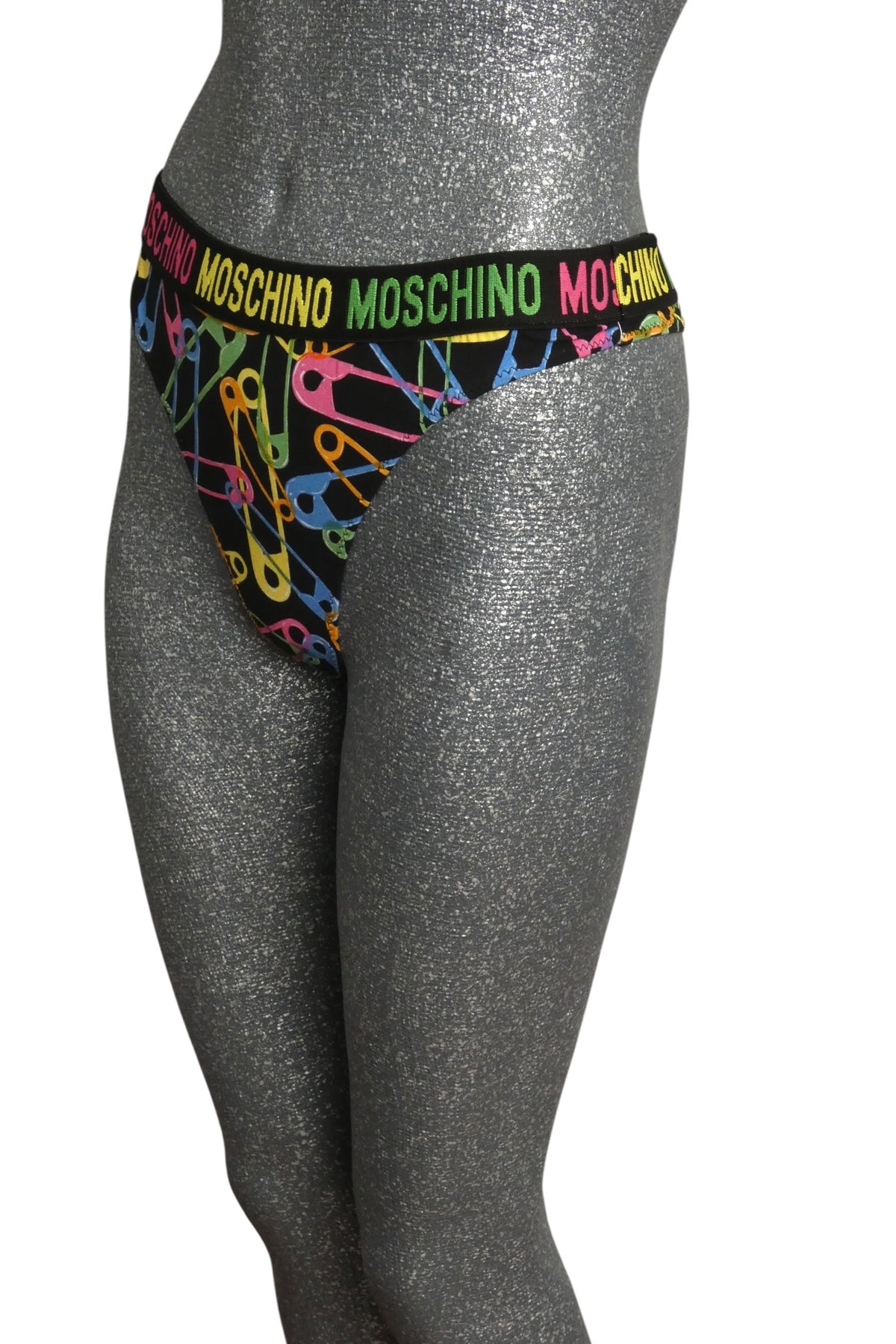 MOSCHINO UNDERWEAR - NWT Safety Pin Print Thong, Size-8