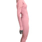 MOSCHINO JEANS - 2025 Pink Ribbed Knit Dress, Size-Small