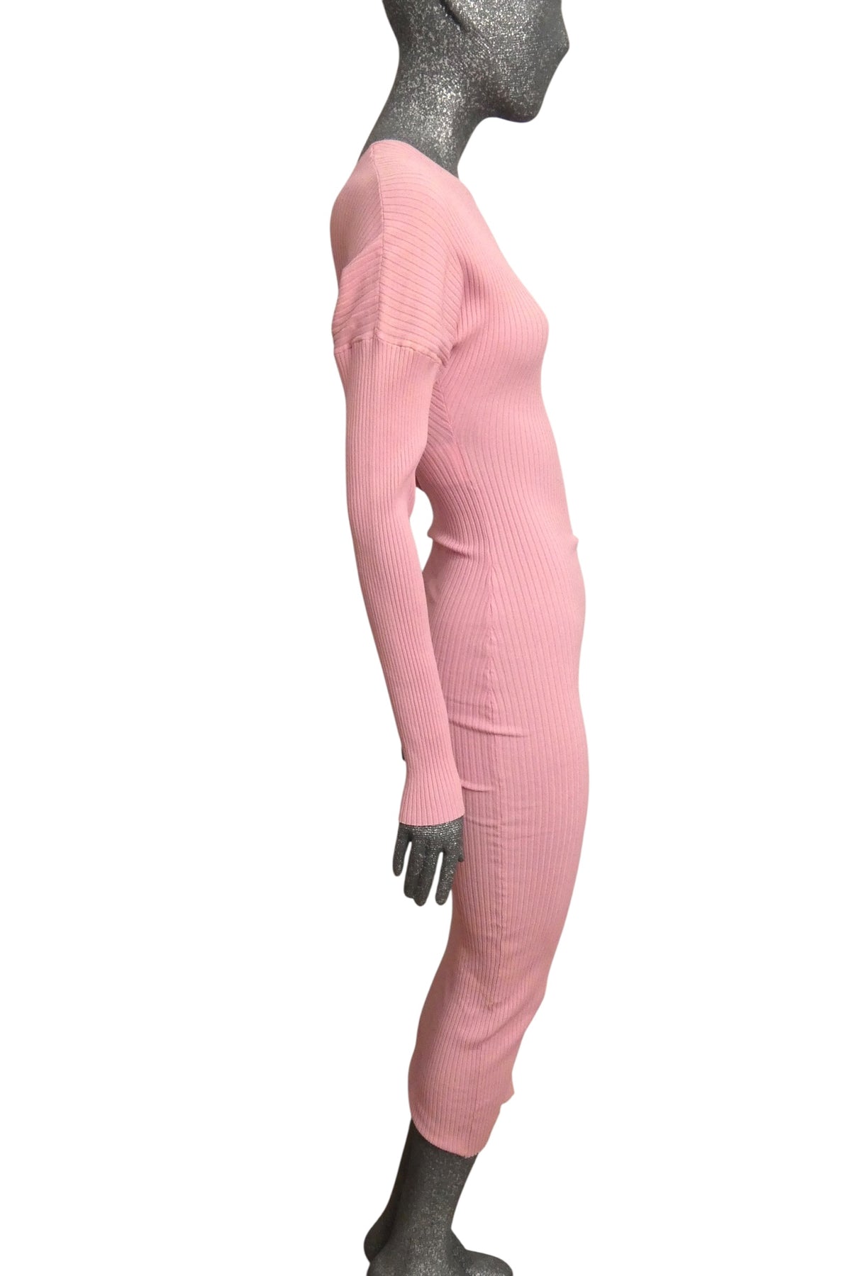 MOSCHINO JEANS - 2025 Pink Ribbed Knit Dress, Size-Small