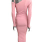 MOSCHINO JEANS - 2025 Pink Ribbed Knit Dress, Size-Small