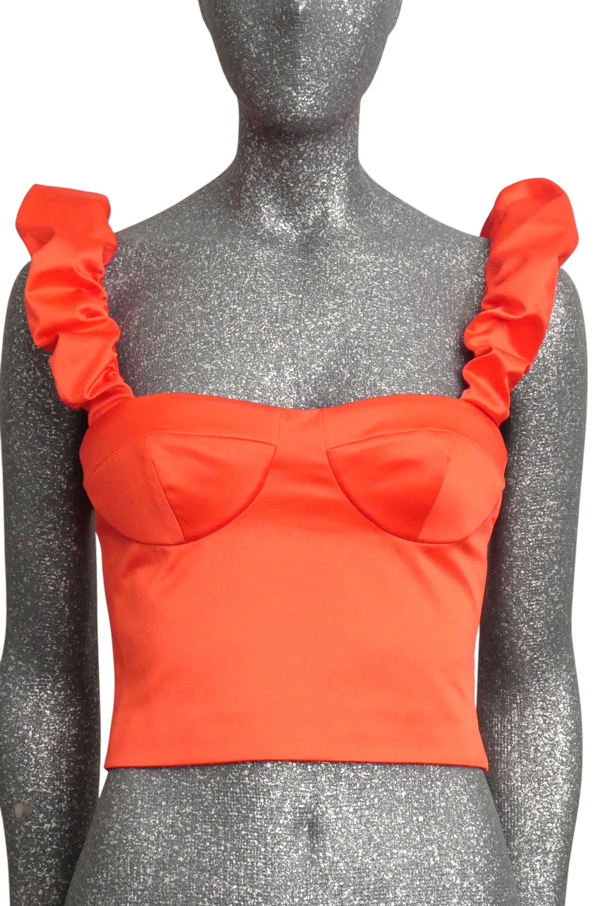 MOSCHINO JEANS - 2025 Orange Satin Midriff Top, Size-4