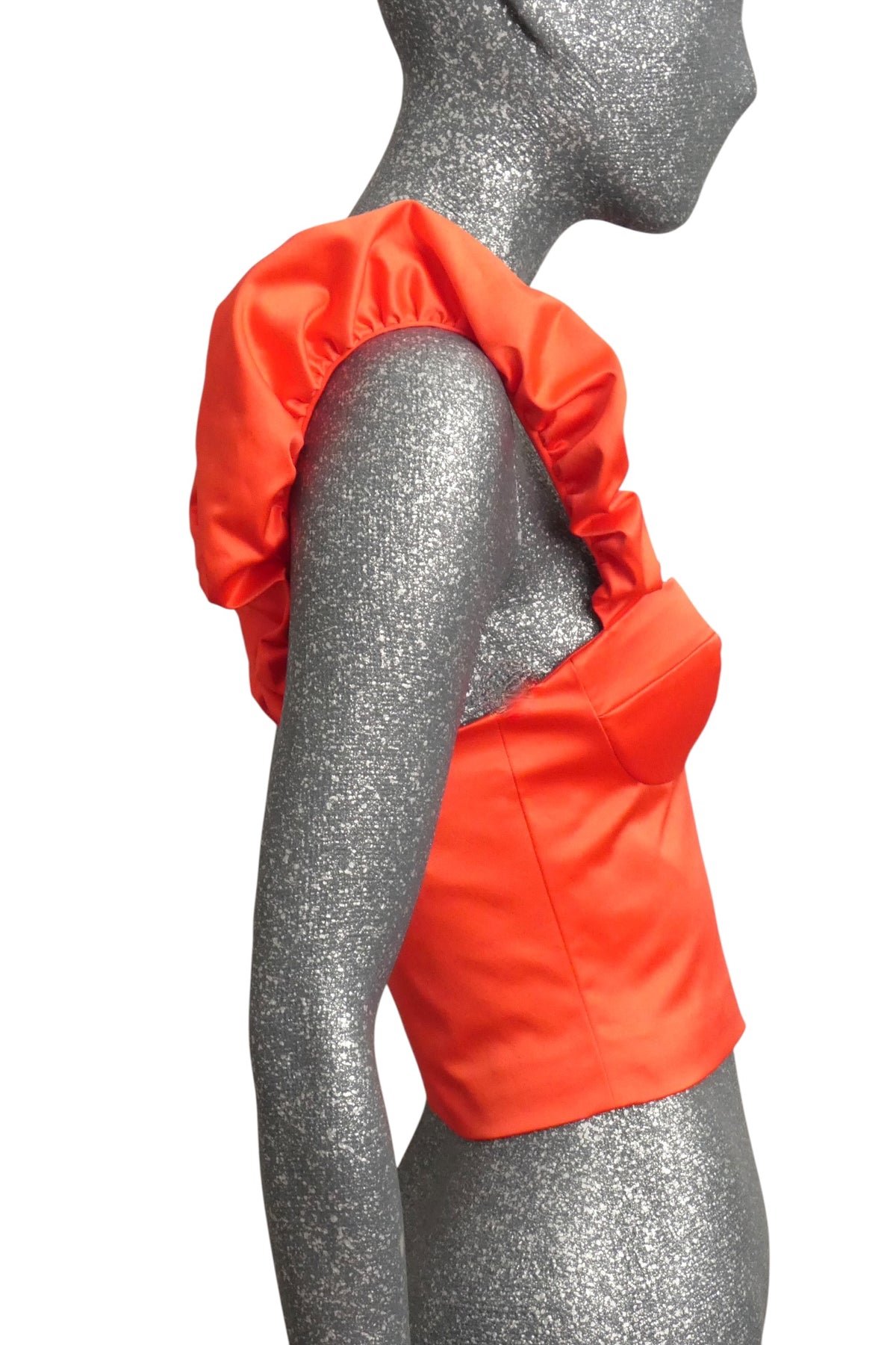 MOSCHINO JEANS - 2025 Orange Satin Midriff Top, Size-4