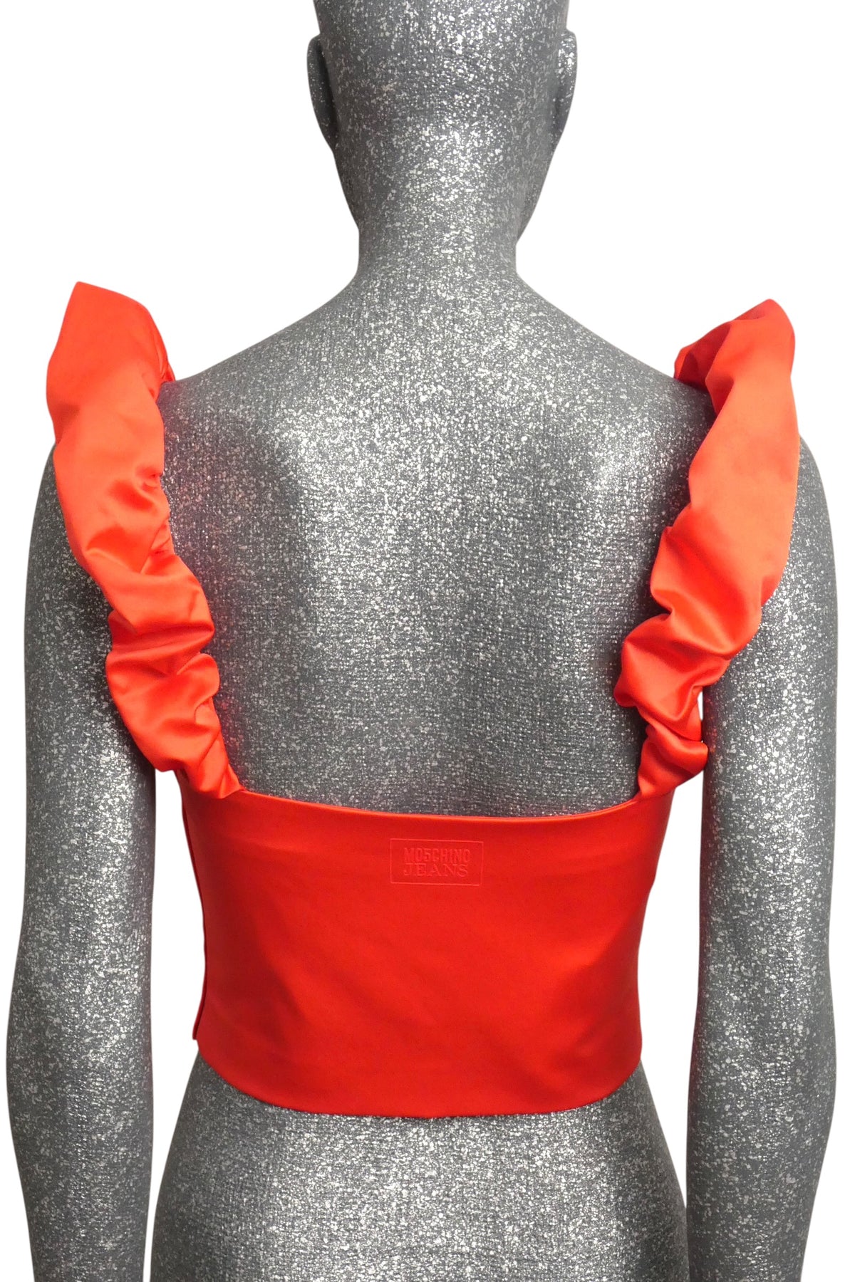 MOSCHINO JEANS - 2025 Orange Satin Midriff Top, Size-4