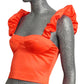 MOSCHINO JEANS - 2025 Orange Satin Midriff Top, Size-4