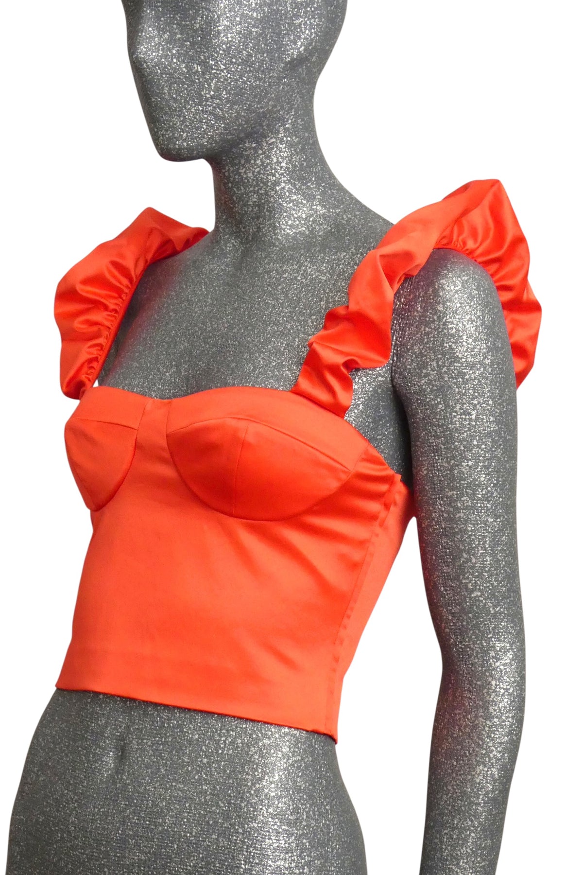 MOSCHINO JEANS - 2025 Orange Satin Midriff Top, Size-4