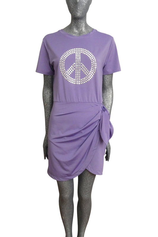 MOSCHINO JEANS - 2024 Lavender Peace Sign Knit Dress, Size-6