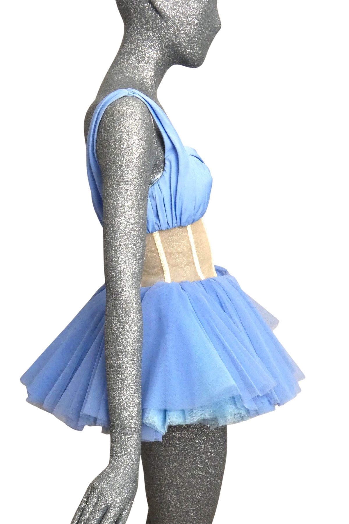 MOSCHINO COUTURE! - 2021 Blue Tulle Corset Top, Size-6