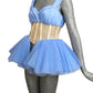 MOSCHINO COUTURE! - 2021 Blue Tulle Corset Top, Size-6