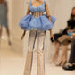 MOSCHINO COUTURE! - 2021 Blue Tulle Corset Top, Size-6