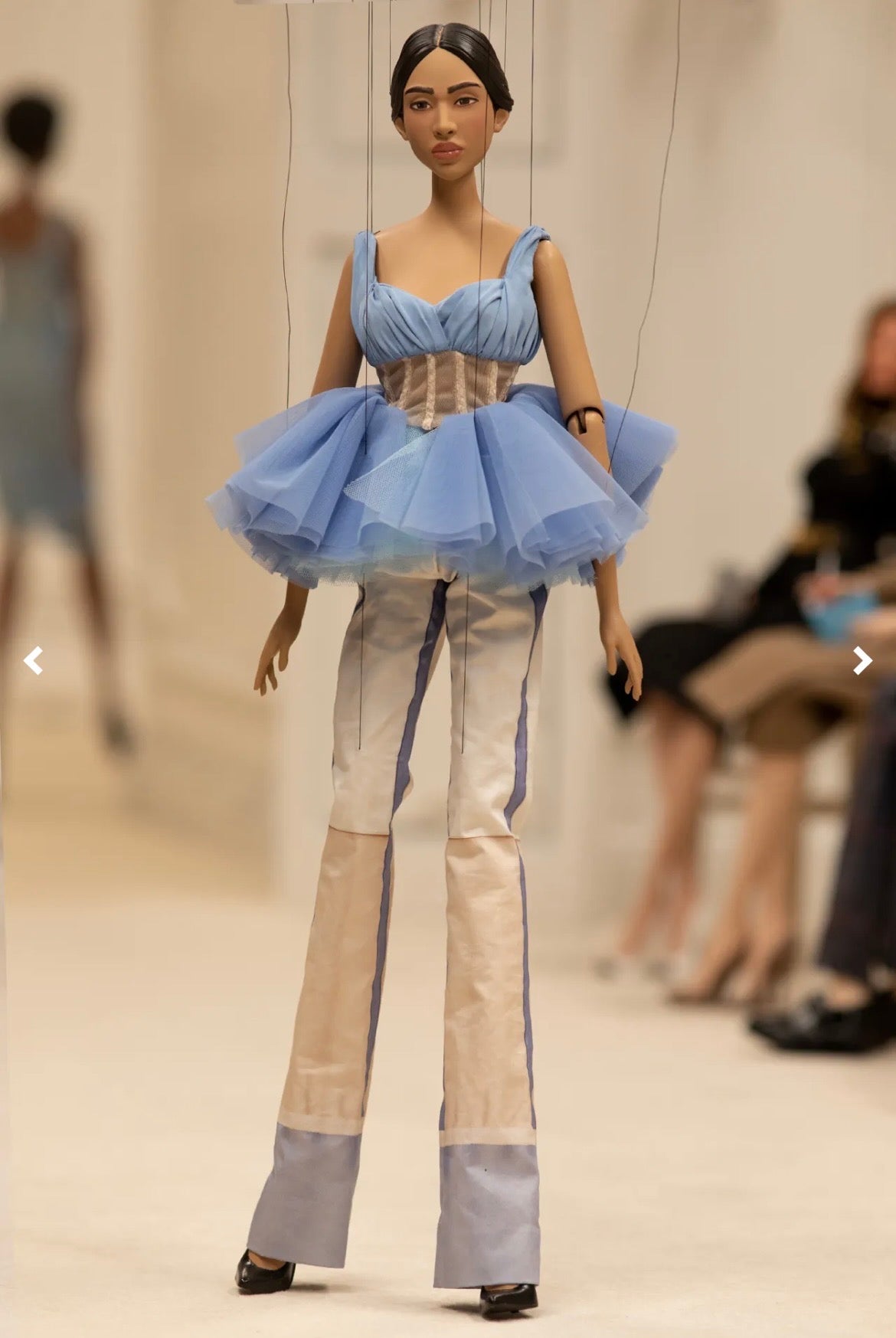 MOSCHINO COUTURE! - 2021 Blue Tulle Corset Top, Size-6