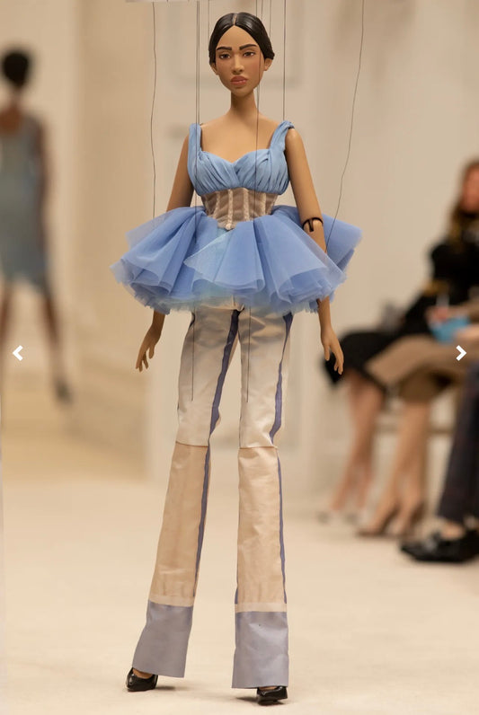 MOSCHINO COUTURE! - 2021 Blue Tulle Corset Top, Size-6