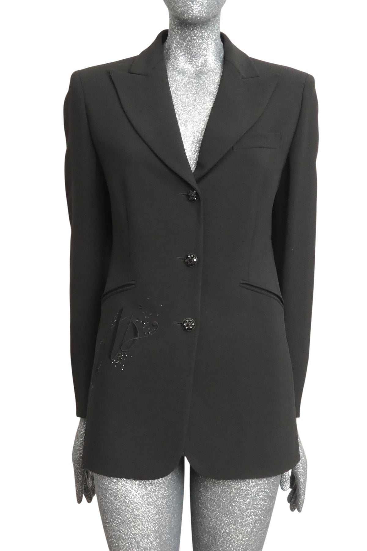 MOSCHINO COUTURE!  1990s Black Embroidered "Dreams" Blazer, Size-10