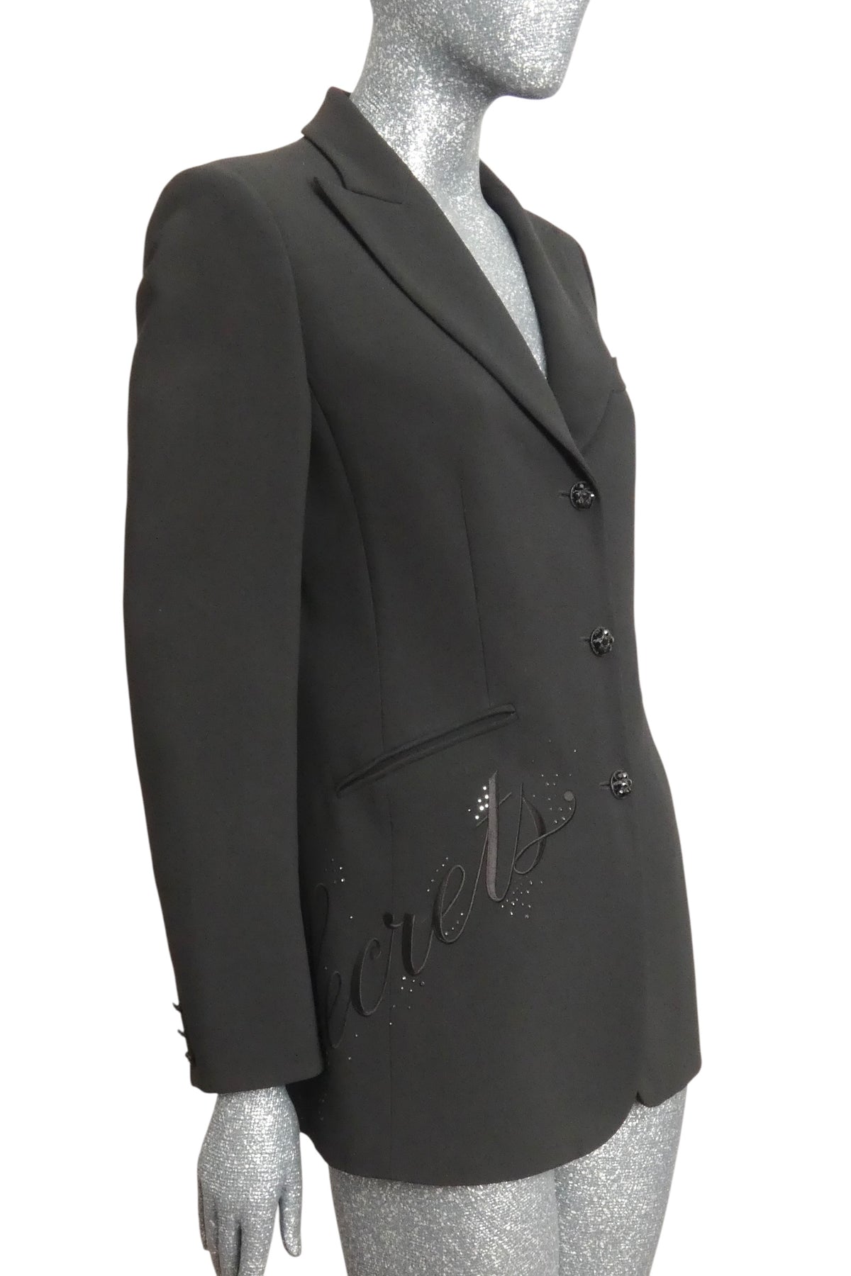 MOSCHINO COUTURE!  1990s Black Embroidered "Dreams" Blazer, Size-10