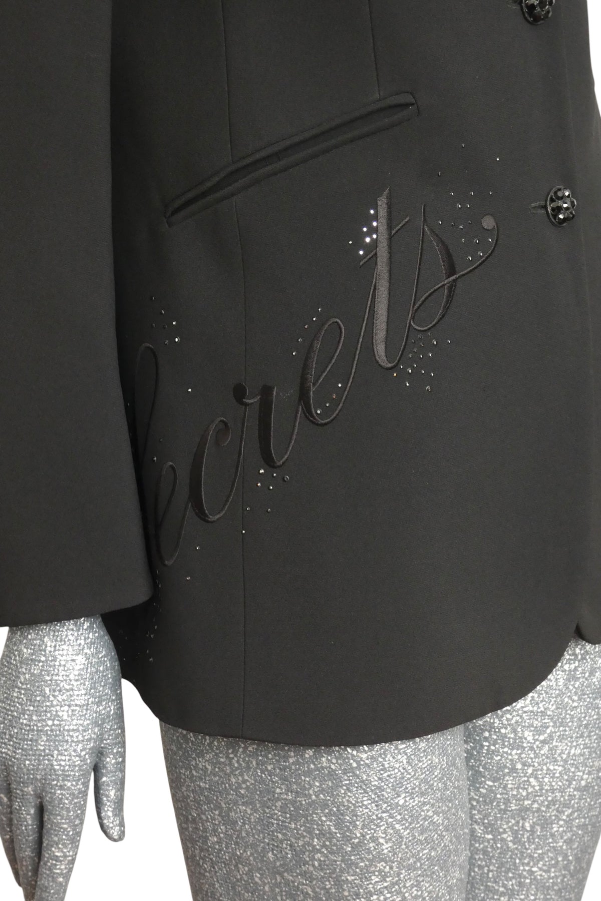 MOSCHINO COUTURE!  1990s Black Embroidered "Dreams" Blazer, Size-10