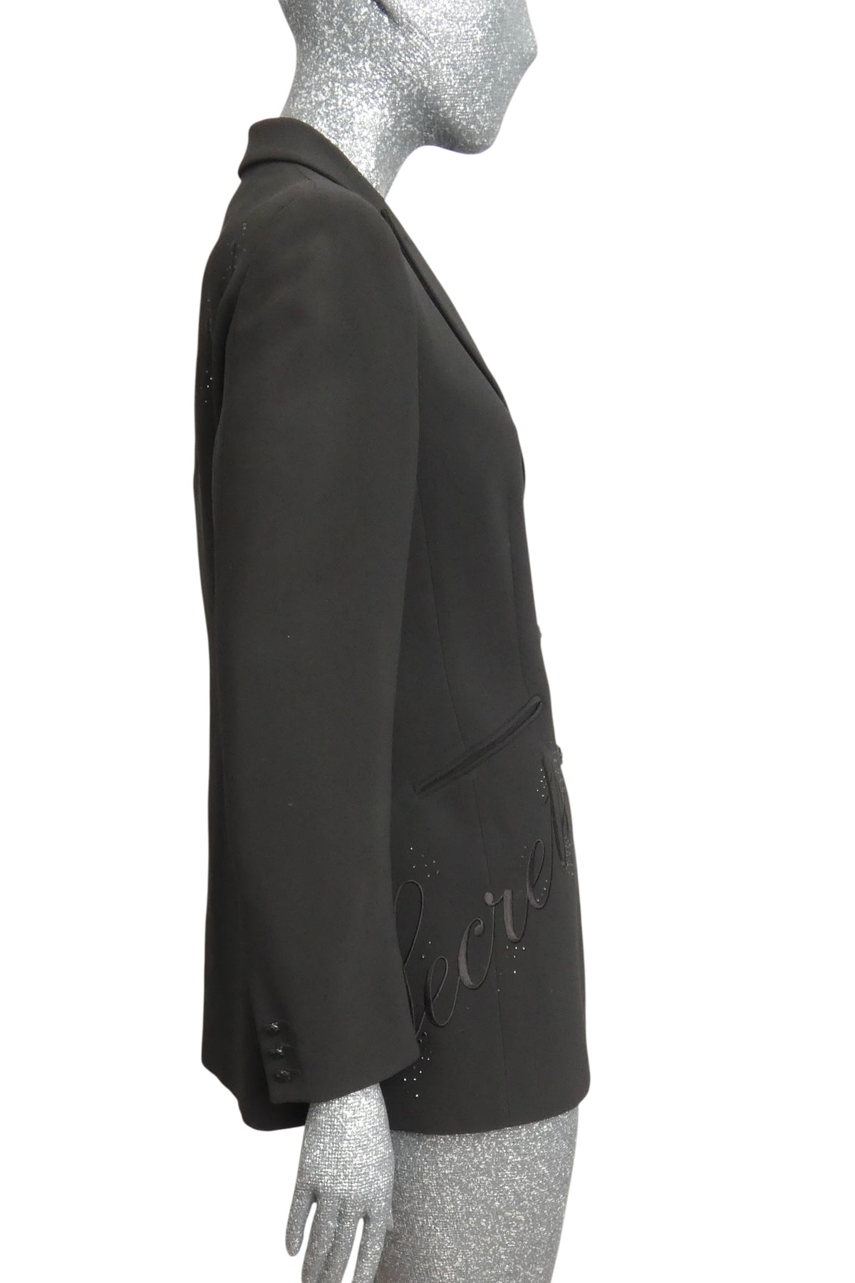 MOSCHINO COUTURE!  1990s Black Embroidered "Dreams" Blazer, Size-10